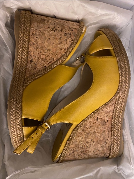 Jimmy Choo Shoes - Jimmy Choo Yellow Cork Espadrille Wedges